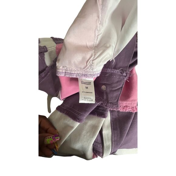 Mazik Flare Leg Bell bottom Jeans Distressed pink and purple Medium - Picture 10 of 11
